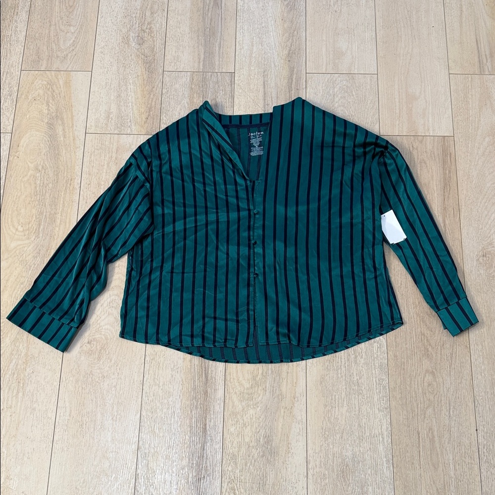 Jaclyn New York Green Striped Top Women’s XL NWT
